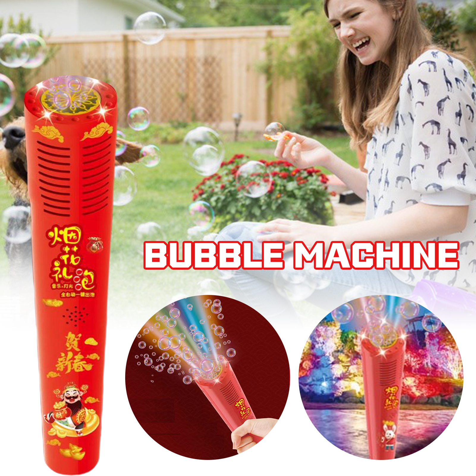 Audio Music Maker - Multi-hole Firework Bubble Machine Colorful Bubble