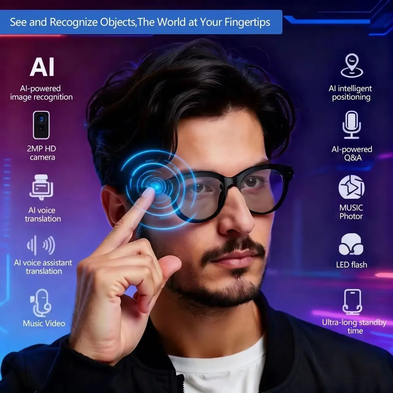 AI Sunglasses for Men with Rea - Audio Music Arabic 评论和价格