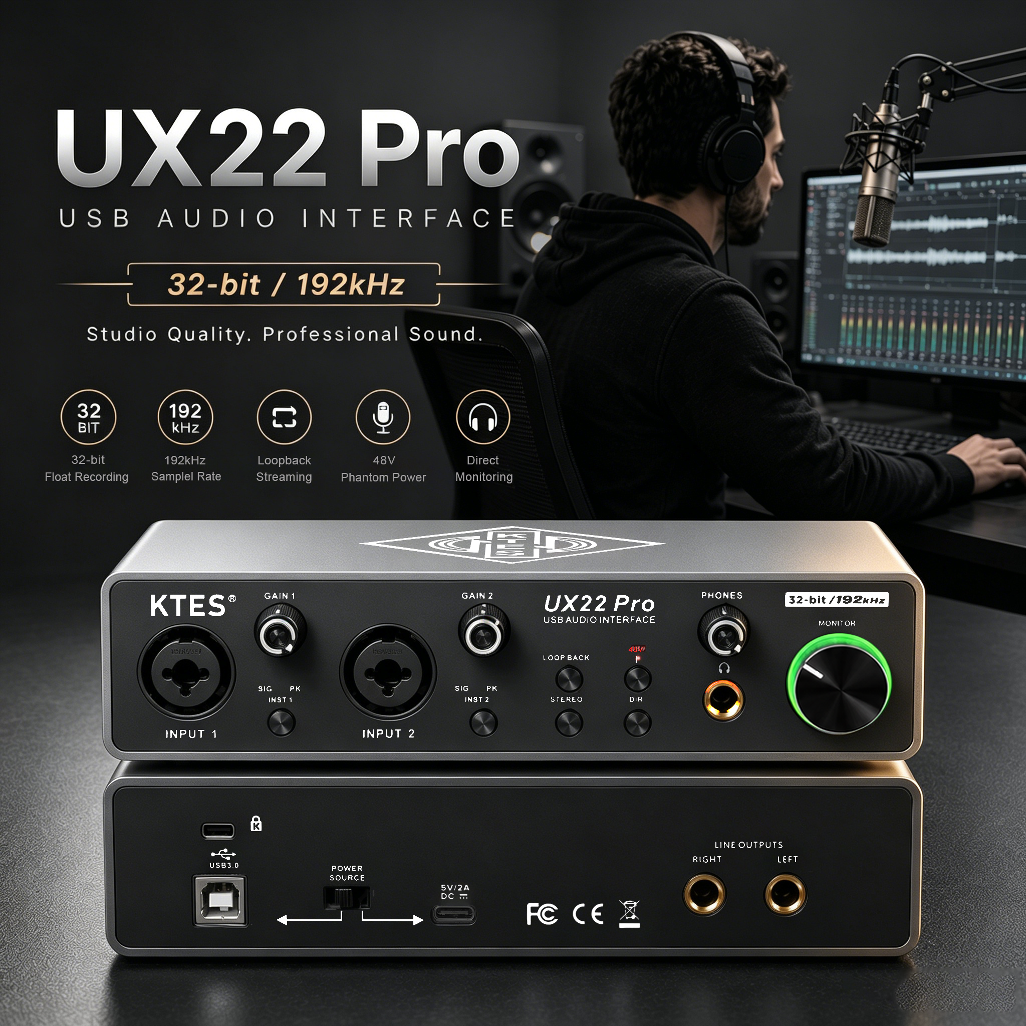 UX22 Pro Audio Interface 192kH - Music Audio Facebook 评论和价格