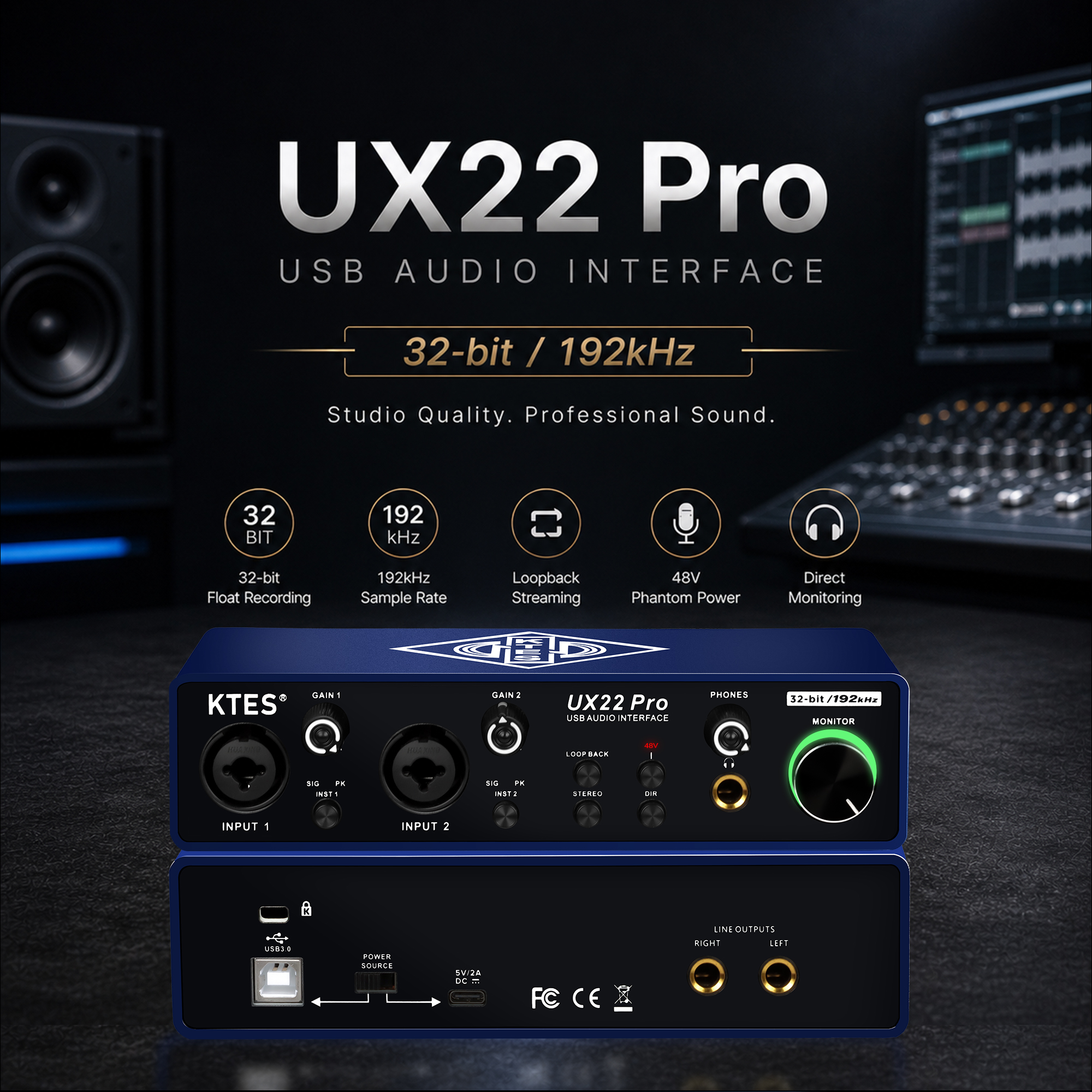 UX22 Pro Audio Interface 192kH - Music Audio Facebook 评论和价格
